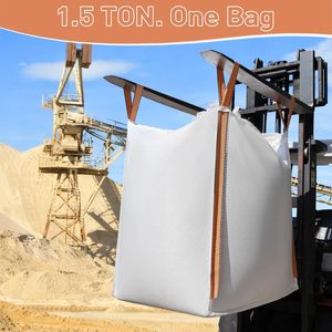 ถุงบรรจุสินค้าขนาดใหญ่แบบ FIBC ป้องกันรังสียูวี กันน้ำ แบบหูหิ้ว ปิดด้านบน ฐานแบน ผลิตจากโพลีโพรพิลีนทออย่างหนา พร้อมสายรัดแบบ Double Stevedore - Product Image 2