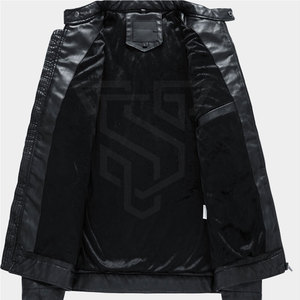 2024 hommes de haute qualité col montant en cuir noir véritable veste d'hiver haute rue respirant personnalisable - Product Image 5