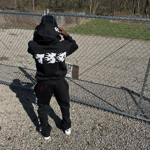 Conjunto Deportivo de Felpa de Algodón Grueso para Mujer, 450GSM, Sudadera con Capucha, Corte Regular, Logotipo Serigrafiado, Ropa Casual - Product Image 4