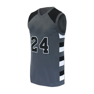 Conjunto de camiseta de baloncesto para hombre, uniforme deportivo a rayas gris, negro y blanco, con cuello en V, sin mangas, que absorbe la humedad, para todas las estaciones - Product Image 2