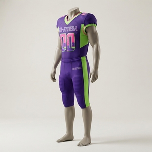 Custom Purple American Football Jersey Neon Green Trim <b>Padded</b> <b>Pants</b> Team Uniform Number 00 Performance Sportswear OEM Wholesale - Product Image 2