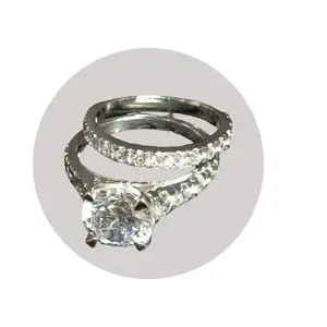 금속 다이아몬드 반지 3 CT 시뮬레이션 다이아몬드 약혼 반지 웨딩 신부 세트 구매 표준 품질 925 스털링 실버 유행