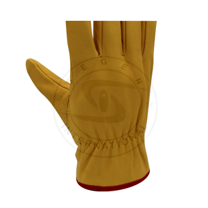Gants de conducteur Segen SI-1016 Premium en cuir de vachette jaune avec pouce trapézoïdal, dos élastique, gants de sécurité de travail durables - Product Image 3