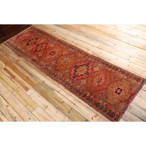 2.9x9.7 ft Rug, Vintage Turkish <b>Runner</b> Rug, <b>Red</b> Herki Wool Rug - Product Image 4