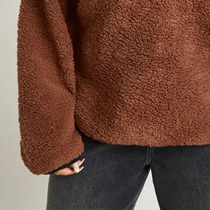 Sweat-shirt pour femmes de haute qualité avec col zippé quart et ourlet côtelé, manches longues / Prix d'usine pour les acheteurs, décontracté - Product Image 3