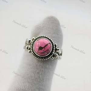 Handmade Pink <b>Turquoise</b> <b>Ring</b>, 925 Sterling Silver, Boho Jewelry - Product Image 3