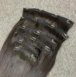 1B 100% Extensions de cheveux crus vietnamiens naturels vierges Extensions de cheveux humains droits de couleur naturelle à clipser - Product Image 2