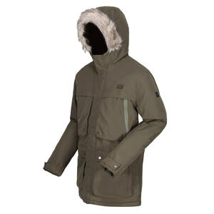 Latest 2023 Winter Arrival Men Olive Green <b>Padded</b> Parka <b>Jackets</b> With Faux Fur on <b>Hood</b> and Pockets on Front - Product Image 4