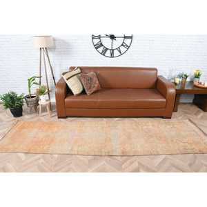 Turkish Vintage Rug 2.5x9.8 ft, Herki <b>Brown</b> Animal Print <b>Wool</b> Rug - Product Image 1