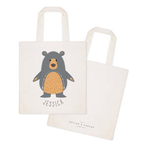 Personalized Name Printed Bear Cotton Canvas Tote Bag - Product Image 2