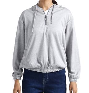 Pull à capuche tendance pour femmes respirant durable à manches longues gris à capuche confortable coupe ample pour une utilisation en plein air en hiver - Product Image 1