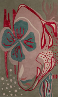 Tapis Garden Dreams, tissé à la main, luxe, laine/Tencel, motif floral, dos en latex, style farmhouse, poils longs, épais, anti-déchirure
