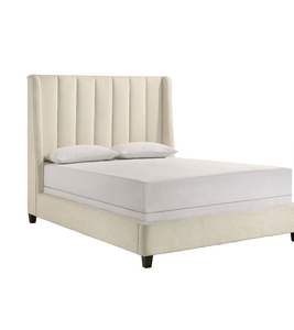 เฟอร์นิเจอร์ห้องนอนไม้หุ้มผ้าบุสีขาวสไตล์ร่วมสมัย เตียงควีนไซส์แบบเตี้ยหุ้มเบาะ 1 ชิ้น - Product Image 5