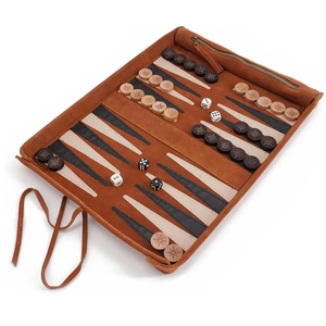 Juego de Backgammon Plegable de Cuero Ecológico MORGANS INDUSTRIES, Rojo y Azul, Unisex, Juego Familiar - Product Image 6