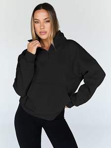 Sweat à capuche surdimensionné pour femmes, sweat-shirt personnalisé à demi-fermeture éclair, pull à ourlet réglable en polaire, vêtements de salon confortables pour l'hiver - Product Image 5