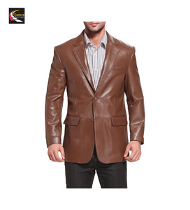 Long manteau en cuir marron pour hommes prix en gros bon marché production en vrac approvisionnement d'usine - Product Image 5