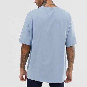 T-shirts lourds à épaules tombantes T-shirts à col rond en coton surdimensionné teint de couleur unie - Product Image 2