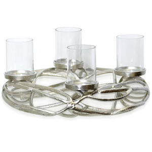 Portavelas con forma de corona niquelada con huracanes de vidrio transparente para decoración del hogar con colores y tamaños personalizados - Product Image 1