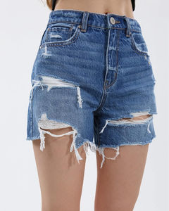 Shorts en jean pour femmes de haute qualité, style streetwear vintage, vêtements d'été, taille haute, longueur genou, coupe régulière, 100% coton - Product Image 5