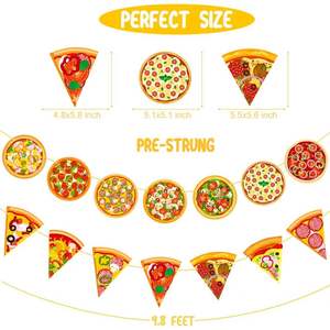 Spanduk pesta Pizza 2pcs, dekorasi pesta ulang tahun tema Pizza potongan Bannes untuk Pizza Pesta Ulang Tahun perlengkapan mandi bayi - Product Image 6