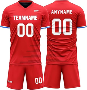 Nueva ropa deportiva única transpirable personalizado Impresión de transferencia de calor sólido de manga corta conjuntos de camisetas de fútbol uniformes de fútbol Unisex - Product Image 2