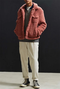 2025 High Quality Comfortable Winter <b>Warm</b> Shaggy Wool Lamb Custom Logo Mens Sherpa Zip up <b>Fleece</b> <b>Jacket</b> - Product Image 4