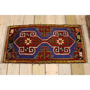 Alfombra Turca de 1.6x3.3 pies, Alfombra Vintage, Alfombra de Lana Azul Ombré - Product Image 2