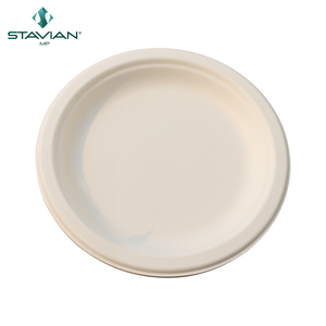 100% biodégradable écologique jetable 6 "blanc brun durable fibres à base de plantes plaque personnalisable quantité Restaurant - Product Image 1
