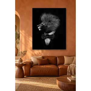 Fida Lion in Tuxedo Profile Impression sur toile noir et blanc - Product Image 4