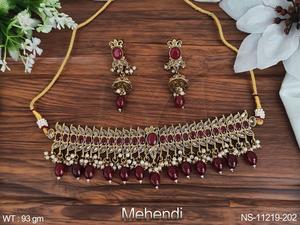Mehendi – ensemble de colliers ras du cou avec pierres antiques, accessoires de bijoux de fête, de styliste polonais traditionnel - Product Image 5