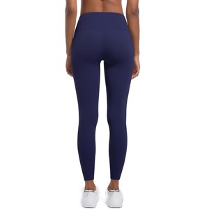 Mallas de yoga 100% algodón personalizadas al por mayor para mujer, mallas largas de cintura alta para gimnasio, mallas de punto informales con bolsillos para mujer - Product Image 2