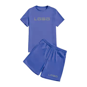 Conjuntos cortos de verano personalizados para hombre Camisa y pantalones cortos estampados de material de poliéster de algodón de secado rápido transpirable OEM disponible - Product Image 1