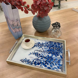 Venta directa de fábrica, bandeja de vidrio personalizada, bandeja de servicio minimalista tradicional moderna, decoración del hogar, mesa, cocina, Hotel, Navidad, oferta - Product Image 1