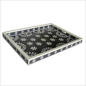 Bandeja de servicio Rectangular con diseño de flores con incrustaciones de hueso personalizadas hechas a mano, decoración del hogar de alta calidad, superventas en tamaños de colores personalizados - Product Image 1
