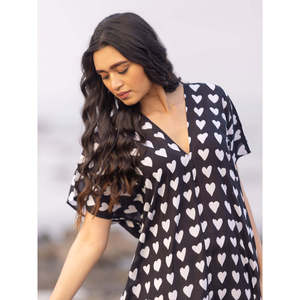 Maya Memsaab <b>Black</b> Modal <b>Kaftan</b> Dress with Digital Print - Product Image 4