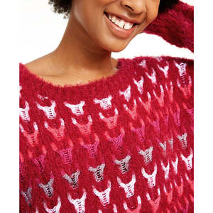 Cardigan Casual da Ragazza American Rag, Maglione Testurizzato da Donna in Rosso, Taglia XS, Traspirante con Stampa Dolce per Autunno/Inverno - Product Image 3