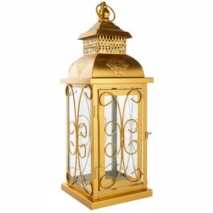 Lanterne à bougie en métal argenté pour la décoration de la maison moderne, élégante en acier inoxydable et en verre, pour la décoration de table et de jardin - Product Image 2