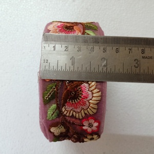 Cintas y cordones bordados a máquina hechos a medida en tela de base blanca en diseños florales para vestidos de novia en 2 pulgadas de ancho - Product Image 3