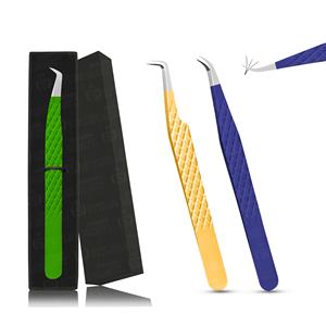 Extensiones de pestañas con punta de diamante desempolvada profesional, pinzas de acero inoxidable, capas finas gruesas, Punta puntiaguda - Product Image 1