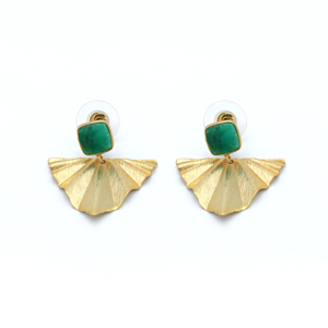 Pendientes de Gota de Cuarzo Esmeralda Dua, Elegantes Joyas de Boda Chapadas en Oro de 18K para Mujer - Product Image 2