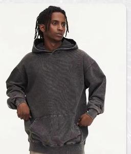 Custom Unisex Loose <b>Blank</b> Ripped Baggy Distressed Vintage Heavy <b>Weight</b> Cotton Acid Wash Hoodie for Men - Product Image 4