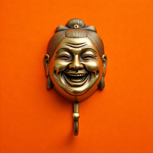 หน้ากากปีศาจ hannya หญิงญี่ปุ่นแบบดั้งเดิมตะขอแขวนผนังปรับได้ใช้งานได้หลากหลายรูปแบบตะขอเสื้อโค้ทประดับทองเหลืองใหม่ - Product Image 3