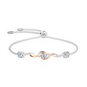 สร้อยข้อมือ Jeulia Amore แบบสองสีประดับด้วยหินสามเม็ด - Product Image 1