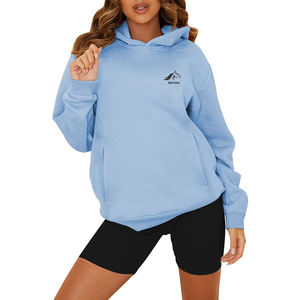 Sweat-shirt d'entraînement de sport personnalisé pour femmes, ensemble de sweat à capuche deux pièces de couleur unie, survêtement en coton doux à capuche avec logo à l'avant pour l'hiver - Product Image 4