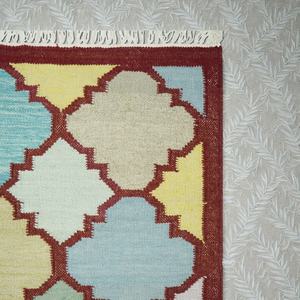 Tapis Kilim en Laine Fait Main, Motif Géométrique Multicolore, Écologique, Adapté aux Animaux, Tissage Plat, Tapis Moderne pour Salon et Chambre - Product Image 3