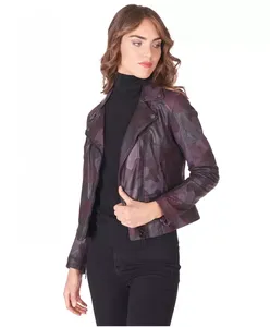 Womens Real <b>Camo</b> Leather <b>Jacket</b> Asymmetric Zip Biker Coat Camouflage Print Sheepskin Outerwear Custom Slim Fit Moto <b>Jacket</b> - Product Image 2