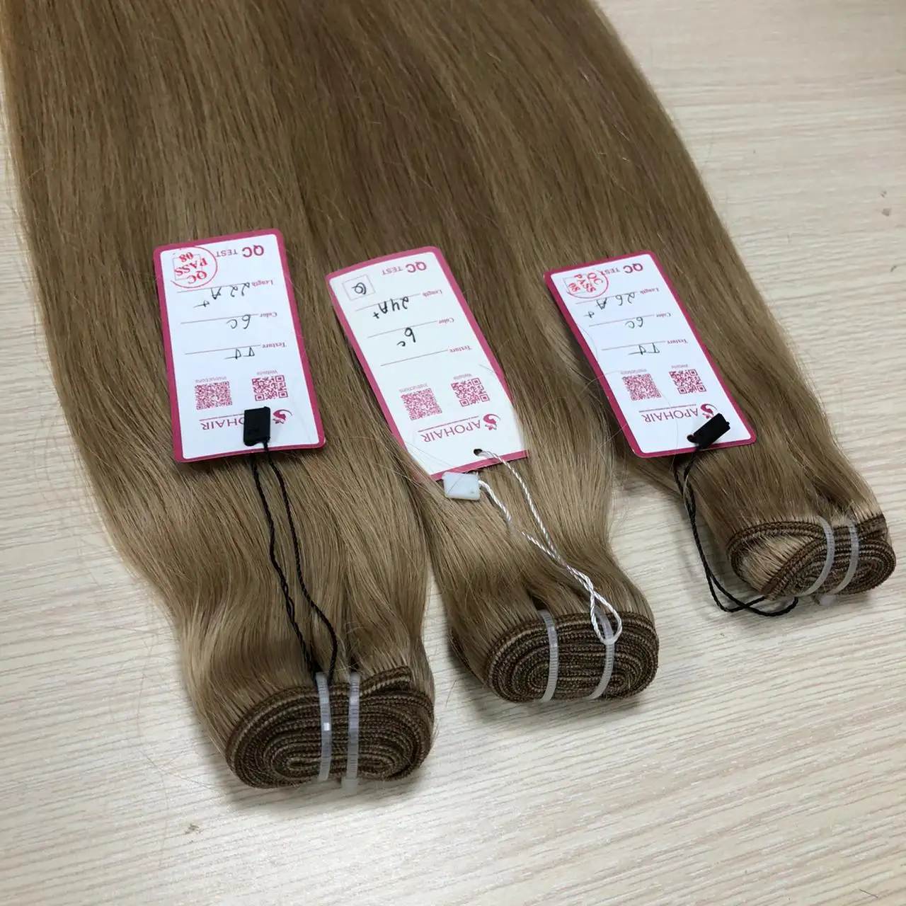 Double drawn light brown color 6C straight weft hair extension human hair unprocessed virgin hair