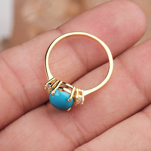 Anillo de Plata de Ley 925 con piedras preciosas de circonita cúbica y turquesa natural sintética para mujer exquisita victoriana Vintage para venta al por mayor - Product Image 6