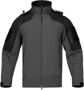 Veste Softshell pour Hommes Doublure Polaire Capuche Amovible Vestes Coupe-Vent Imperméables pour Hiver Tactique Extérieur - Product Image 1