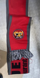 Custom Football <b>Scarf</b> Printed Jacquard Soccer Supporter <b>Scarf</b> <b>Red</b> Gray Fringe for Club Events Promotion - Product Image 2